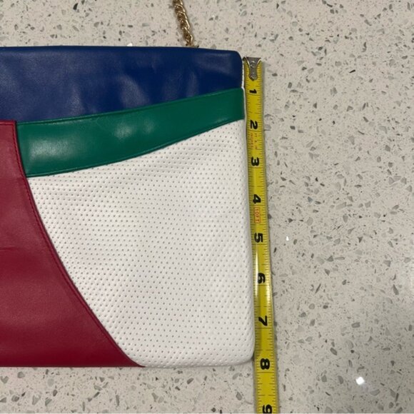 VINTAGE 90s Leather Colorblock Crossbody Bag or Clutch wTWO Detachable Straps - Picture 10 of 10